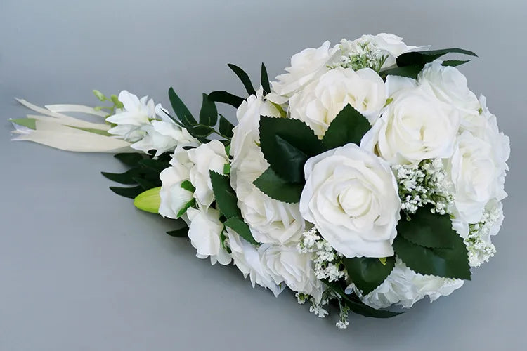 Cascading Silk Rose Bridal Bouquet