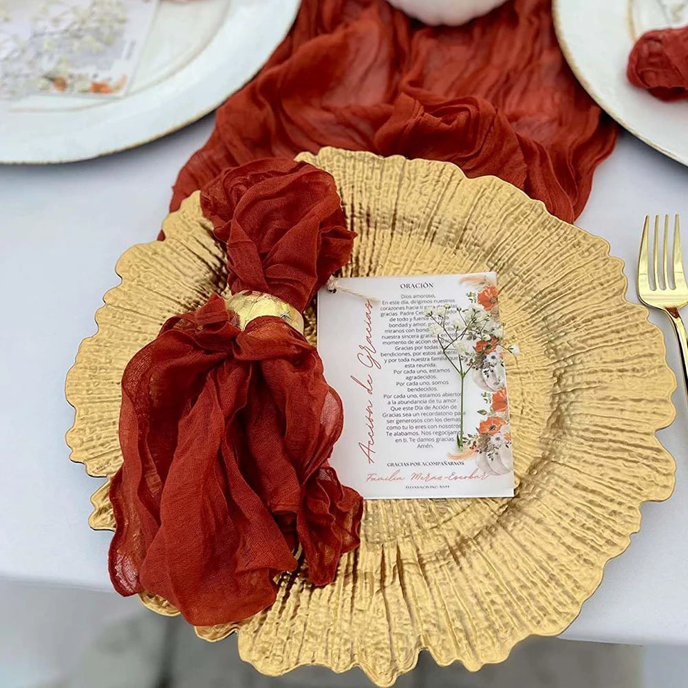 Soft Gauze Rustic Setting Table Runner and Napkin Set