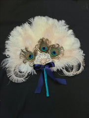 Ivory Ostrich Feather Bridal Fan