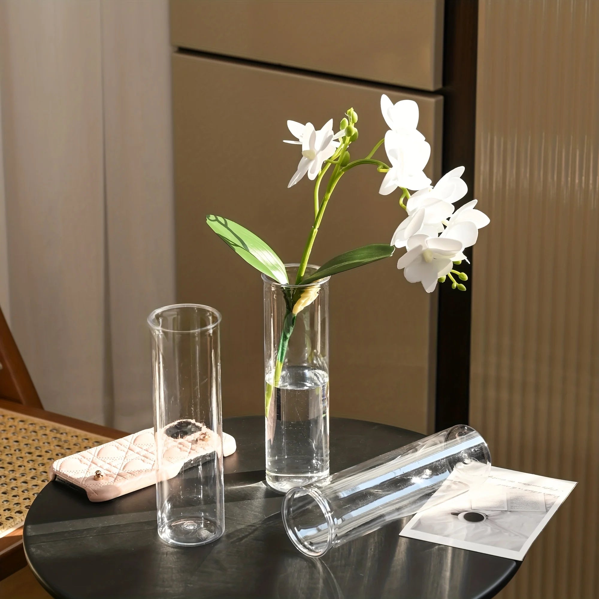 Transparent Cylinder Vase Modern Flower Display