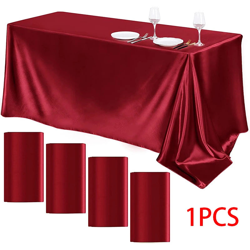 Elegant Satin Tablecloth Rectangle Wedding Table Cover
