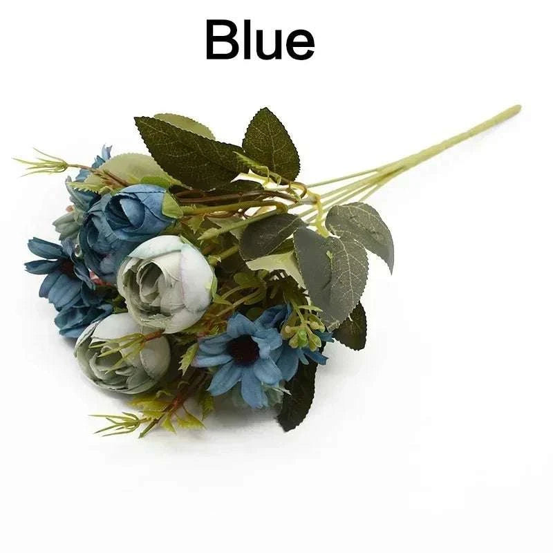 Artificial Flower Bouquet 13 Heads European Peony Silk Flowers Plastic