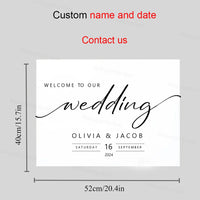 52x40cm Custom Wedding Welcome Sign Wooden Pattern KT board Welcome Sign Baby Shower Birthday Customized Party Signs Decorations