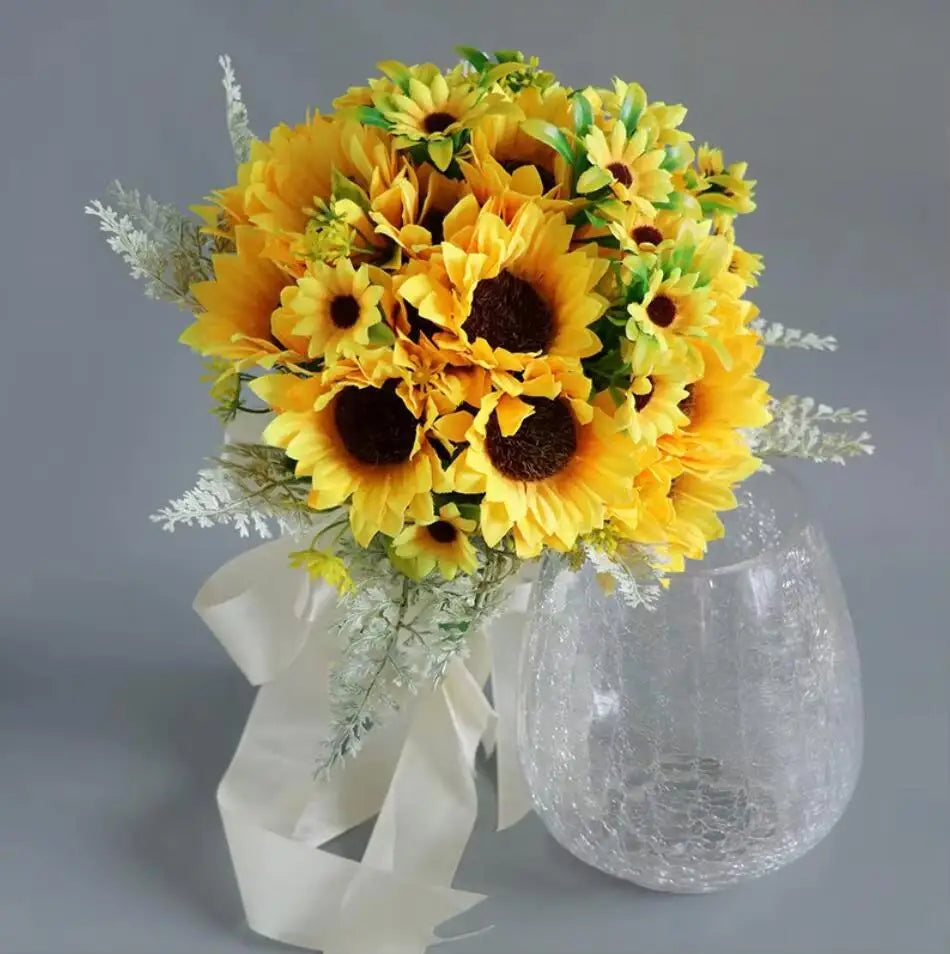 Sunflower Cascading Bridal Bouquet