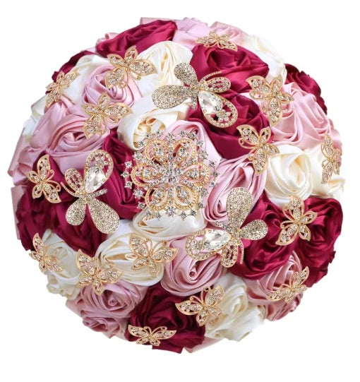 Pink Crystal Bridal Rose Bouquet