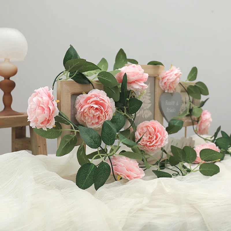 Pink Floral Garland with Greenery