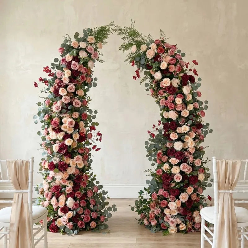 Romantic Rose & Eucalyptus Wedding Arch Floral Arrangement