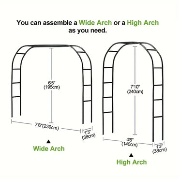 The (black) metal garden wedding arch can be freely assembled, suitable for various climbing plant parties, decorating pavilions