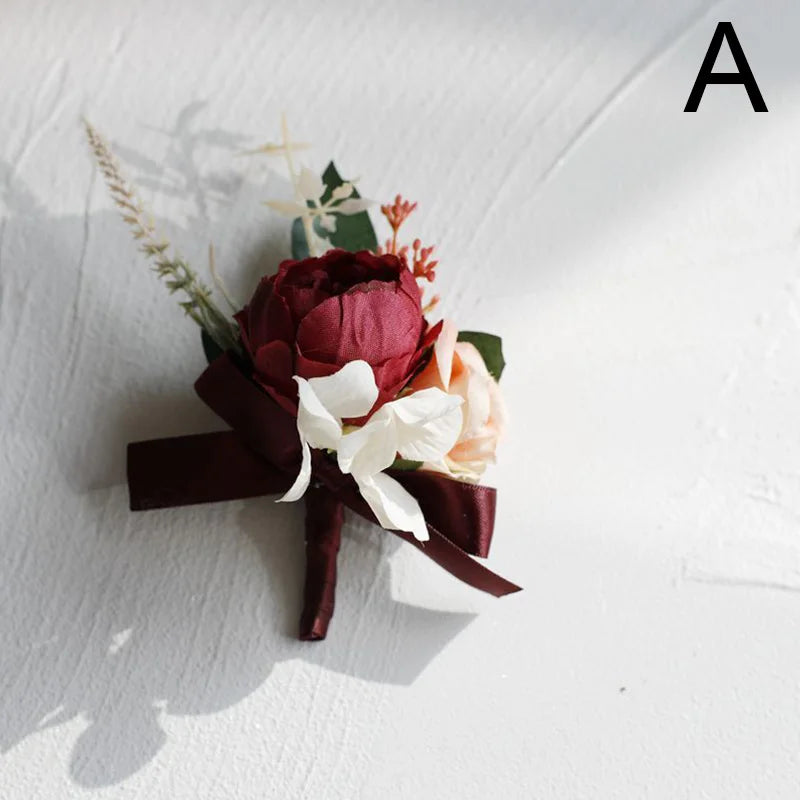 Silk Rose Wedding Boutonniere
