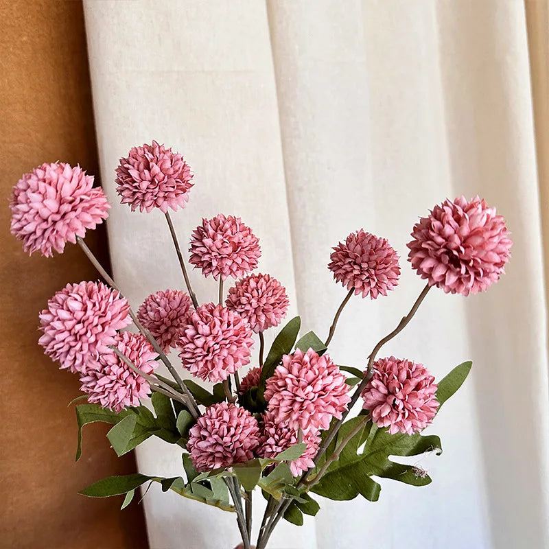 Silk Chrysanthemum Ball Flower Stem