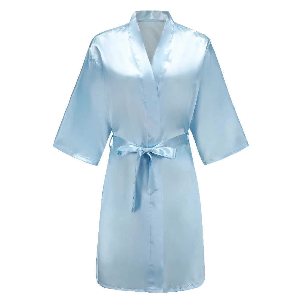 Light Blue Women's Satin Robe for the Wedding Party