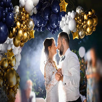 Wedding Balloons Garland Arch Kit Navy Blue White Gold Balloon Gold Star Foil Ballon Wedding Anniversary Party Birthday Supplies