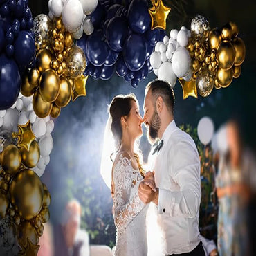 Wedding Balloons Garland Arch Kit Navy Blue White Gold Balloon Gold Star Foil Ballon Wedding Anniversary Party Birthday Supplies