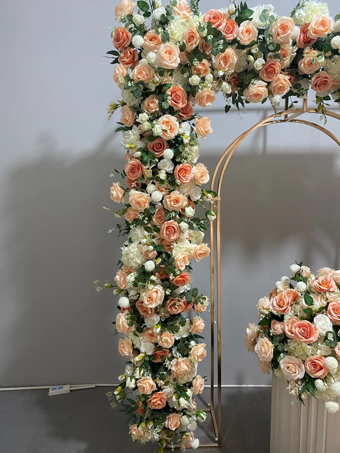 Peach and White Floral Wedding Arch Set