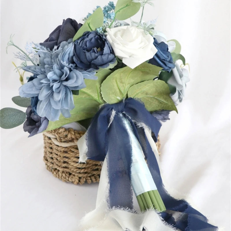 Elegant Silk Rose Bridal Bouquet