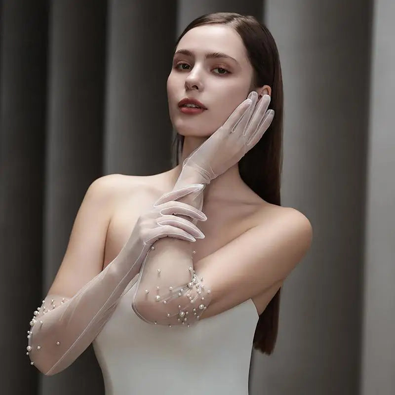 Pearl Sheer Bridal Opera Gloves