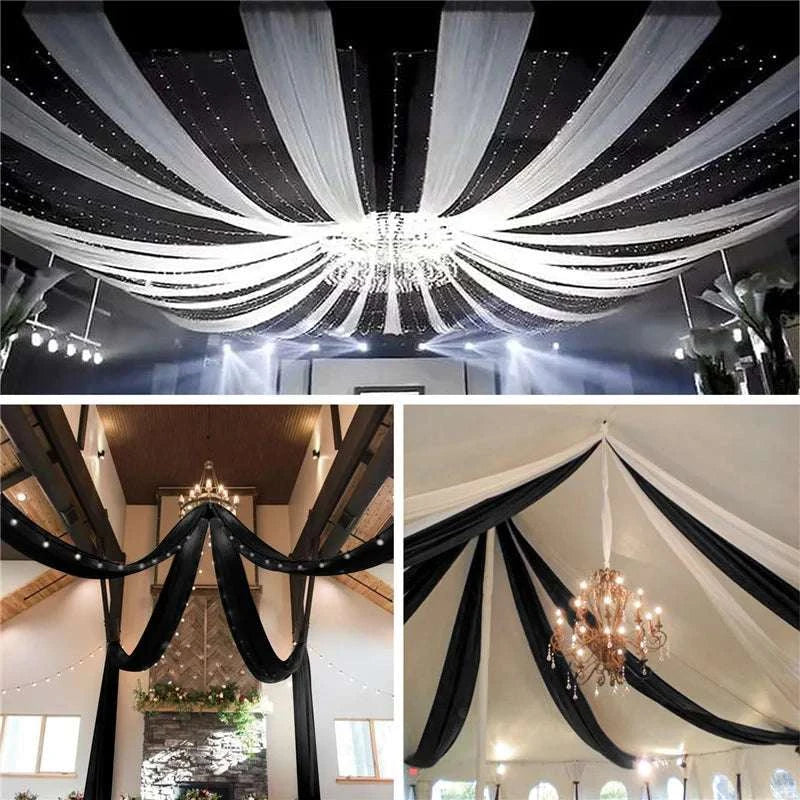 Wedding Arch Drape Roof Ceiling Decor Sheer Chiffon Tulle Curtain Drap