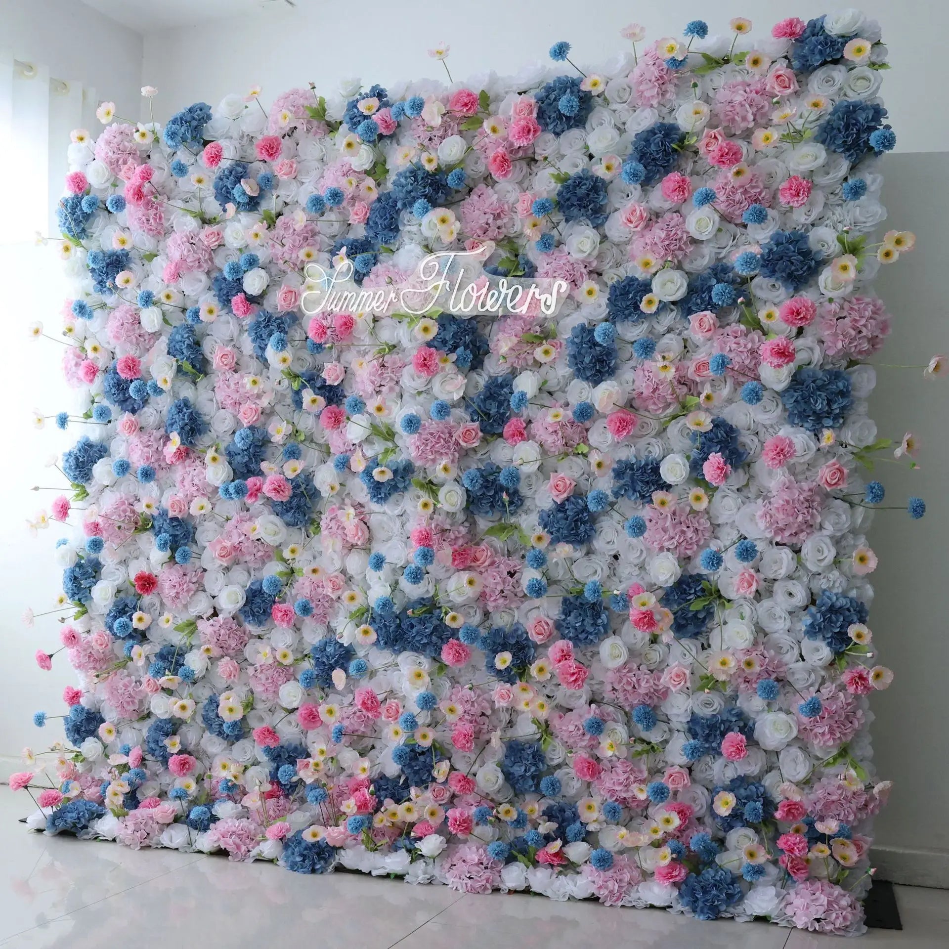 Pink Cloth Flower Wall Rose Hydrangea Backdrop
