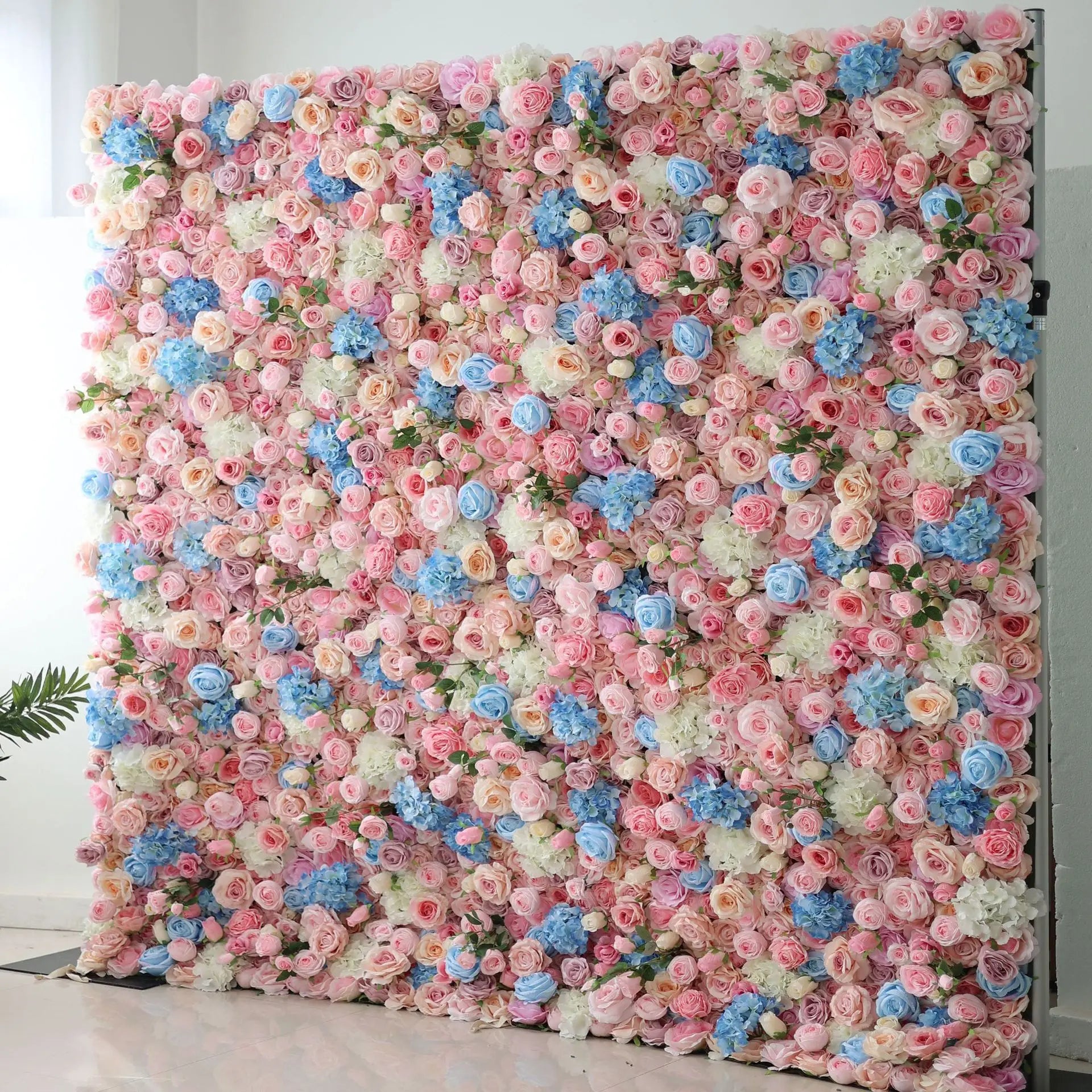 Pink Cloth Flower Wall Rose Hydrangea Backdrop