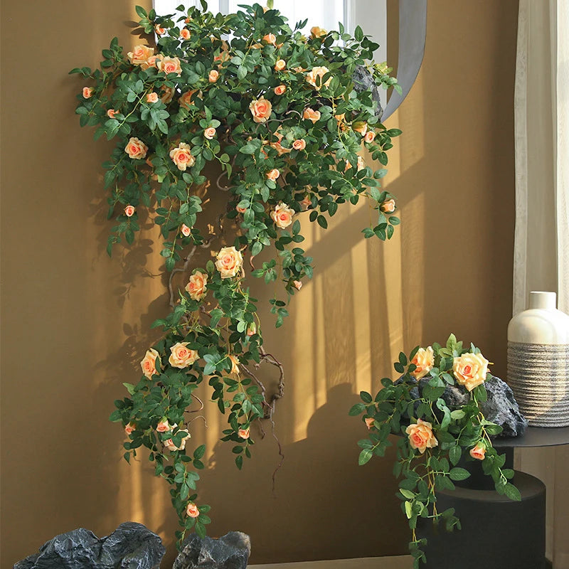 Artificial Cascading Rose & Greenery Garland