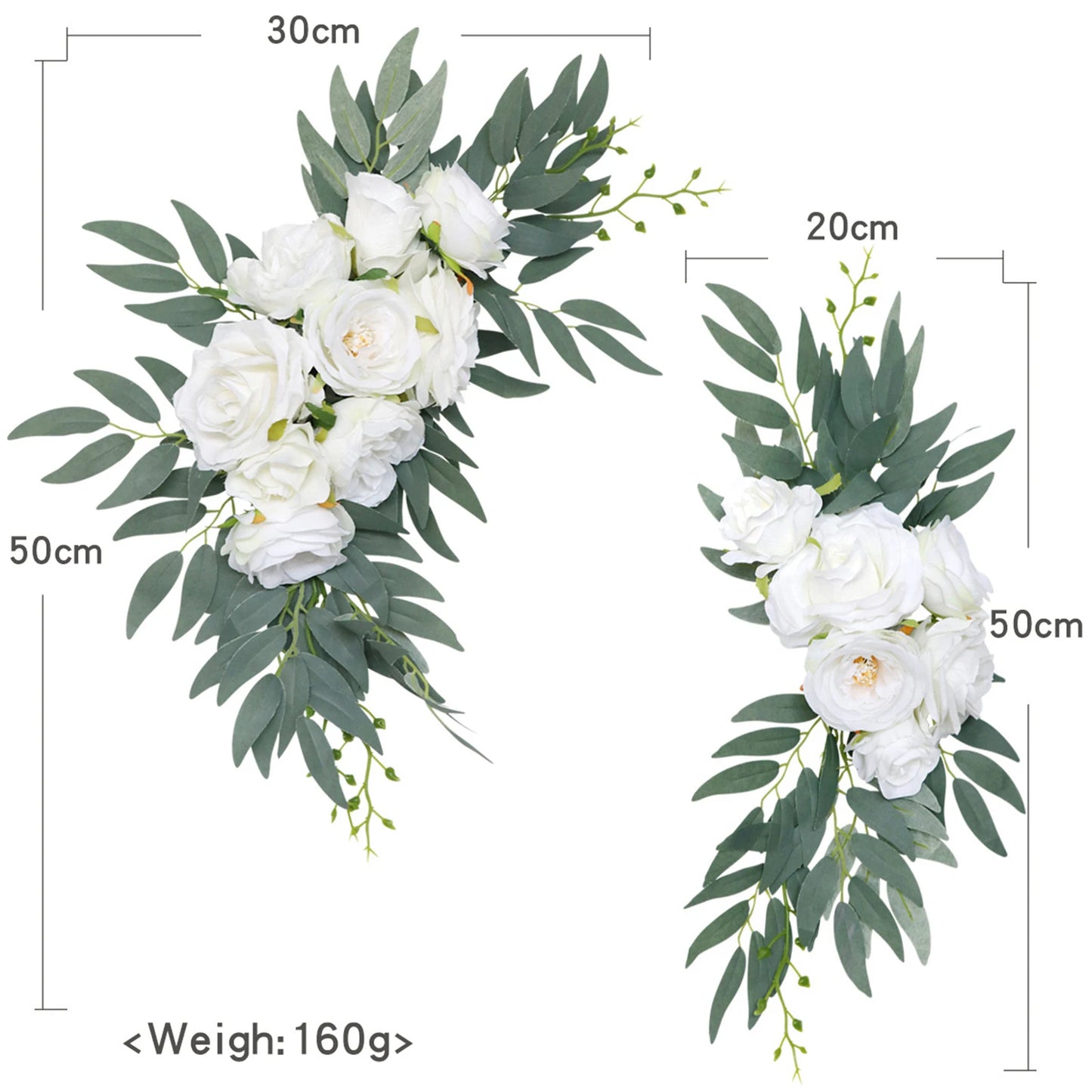Large 2Pcs Artificial Flower Swag Floral Swag Garland Wedding Arch Flowers Kit for Sign Rustic Artificial Floral Swag Arch Decor