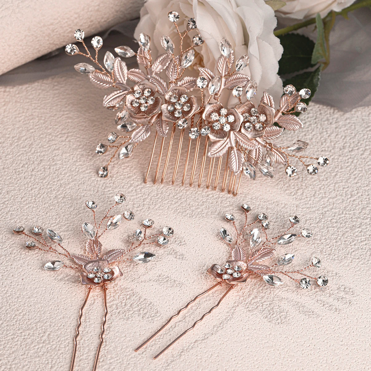 Crystal Rose Bridal Hair Comb