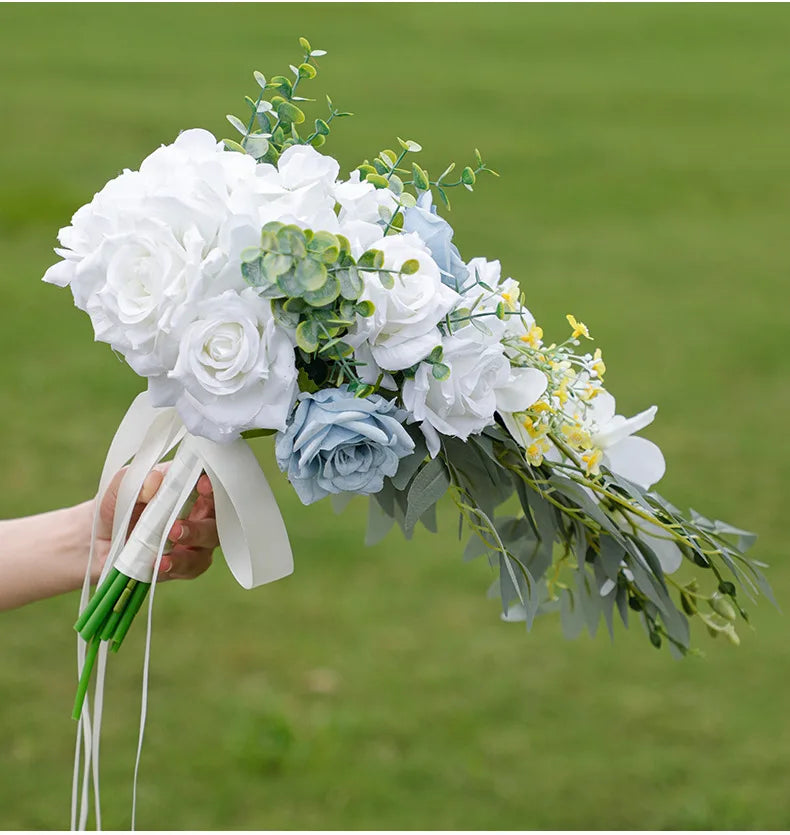 Cascading Bridal Wedding Bouquet - Blue, Terracotta or White