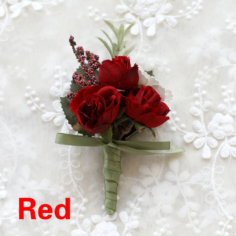 Silk Rose Wedding Boutonniere