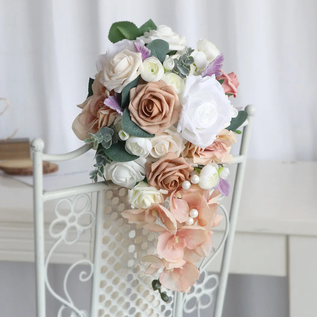 Elegant Cascading Rose Bouquet Bridal Floral Arrangement