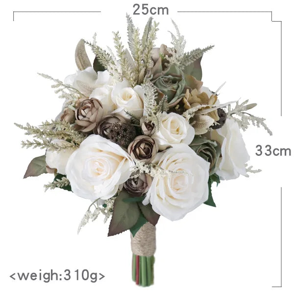 Cream Silk Rose Bridal Bouquet