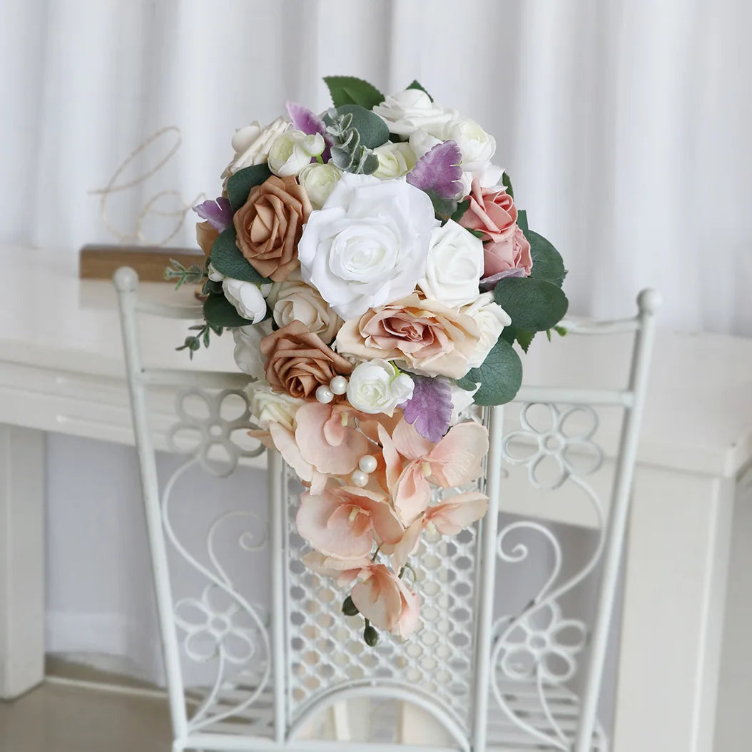 Elegant Cascading Rose Bouquet Bridal Floral Arrangement