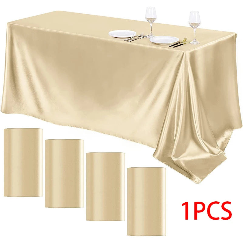 Elegant Satin Tablecloth Rectangle Wedding Table Cover