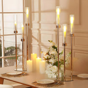 Gold Glass Candle Holder Set, 8 Pieces