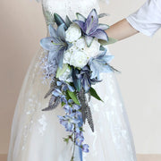 Blue Cascading Bridal Bouquet