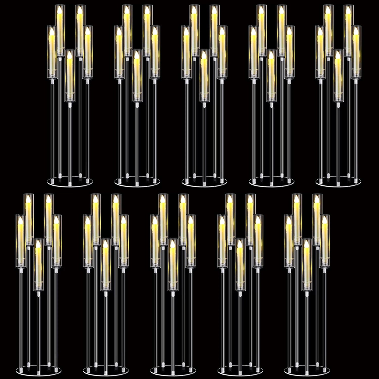 Clear Acrylic Taper Candle Holders - 8 PCS