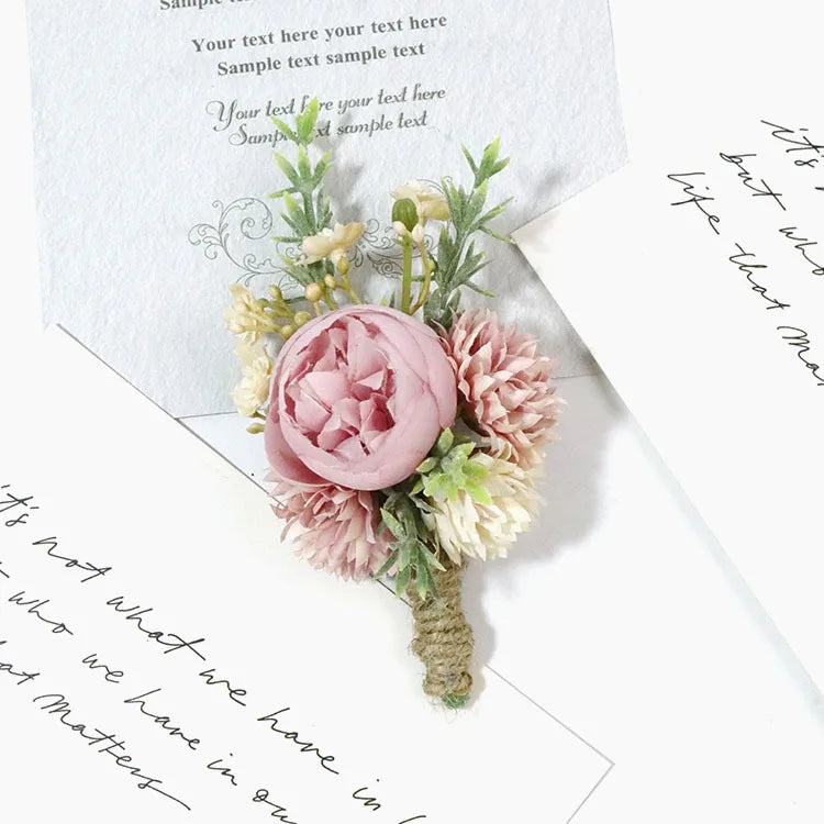 Pink Groom Wedding Boutonniere