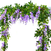 2pcs 7ft Artificial Silkflower Wisteria Blossom Vine Flower Wreath Garland Wedding Home Decoration Wedding Arch Floral Decor
