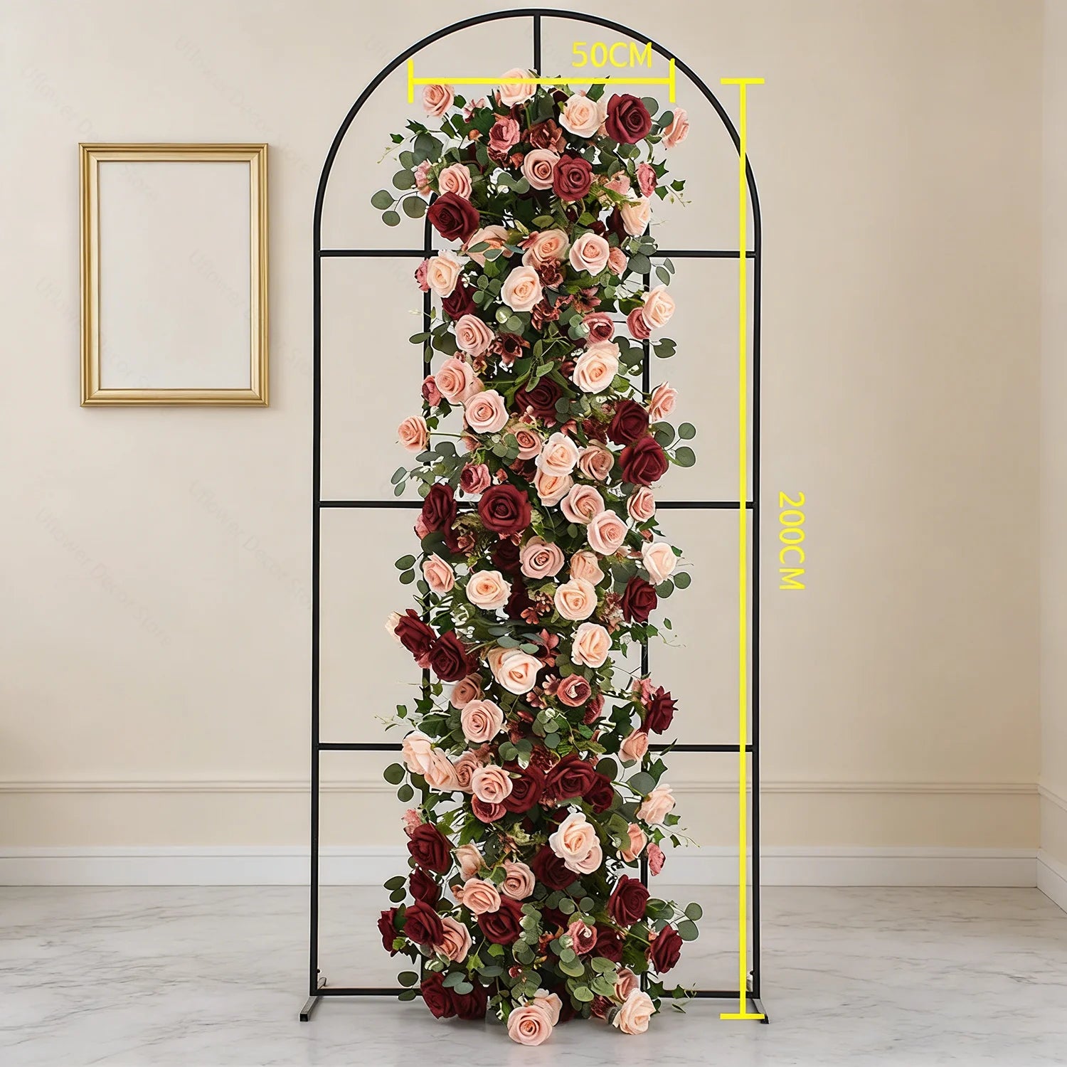 Burgundy and Blush Floral Wedding Table Runner and Flower Ball