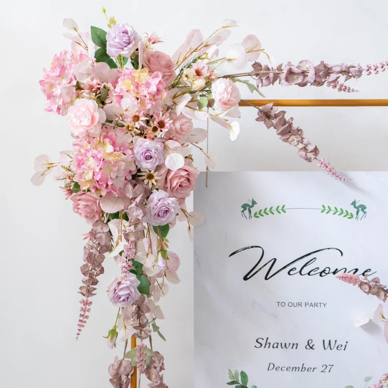 Pink Purple Flower Row Table Floral Arrangement