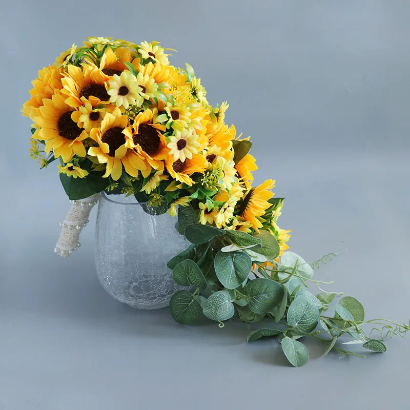 Sunflower Cascading Bridal Bouquet