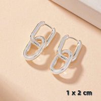 Stainless Steel Fashion Gold Color Geometric Square Hoop Earrings for 