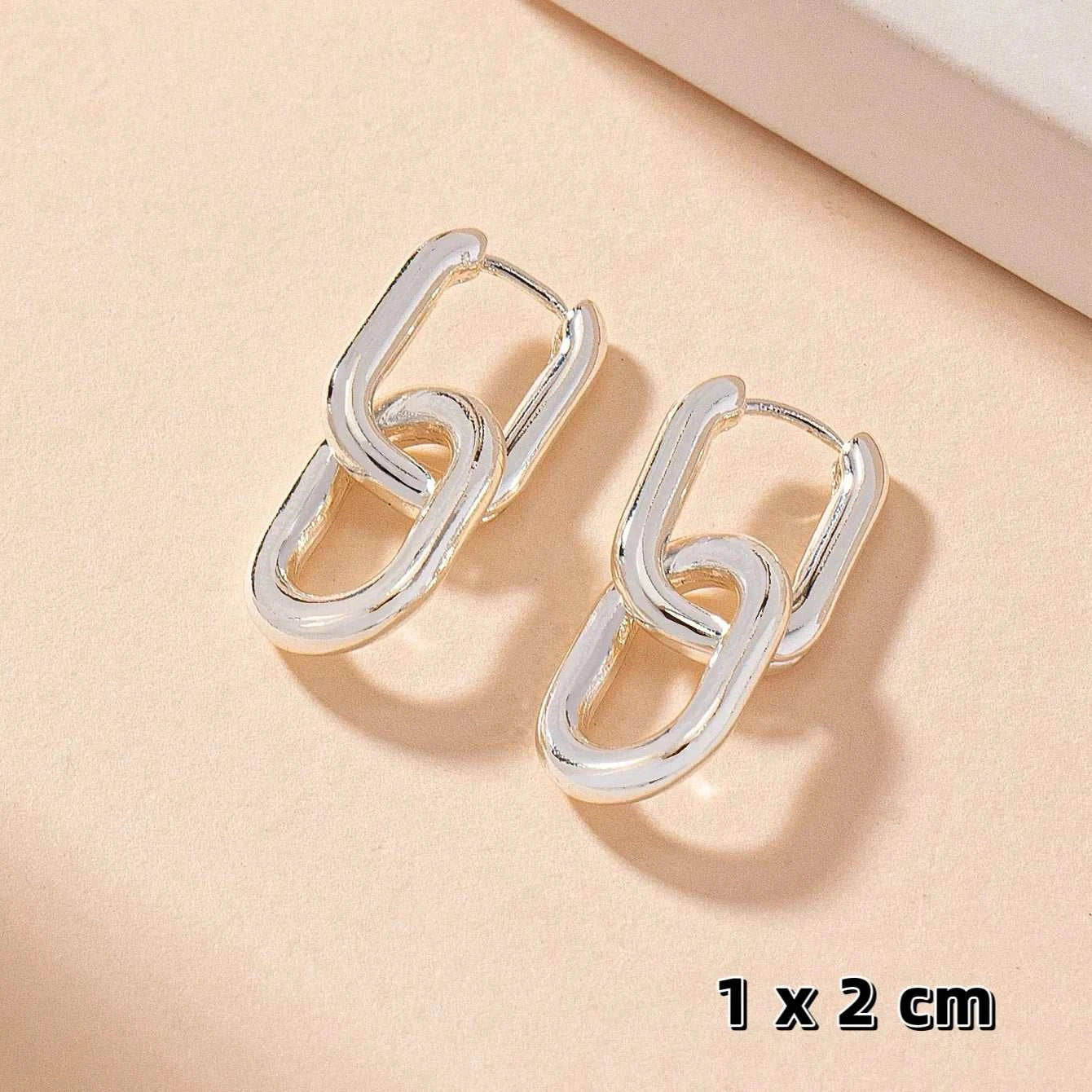 Stainless Steel Fashion Gold Color Geometric Square Hoop Earrings for 