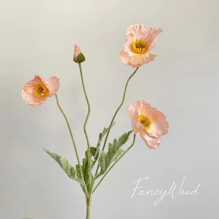 4 Head Artificial Poppy Flowers