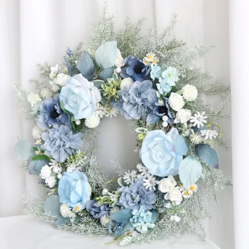 Blue Rose Floral Door Wreath