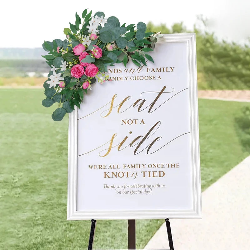 Artificial Wedding Arch Flowers Boho Red Rose Eucalyptus Garland Drape