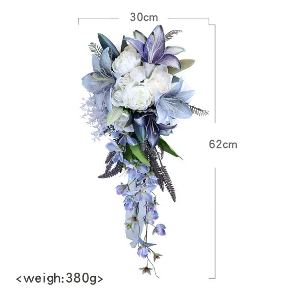 Blue Cascading Bridal Bouquet