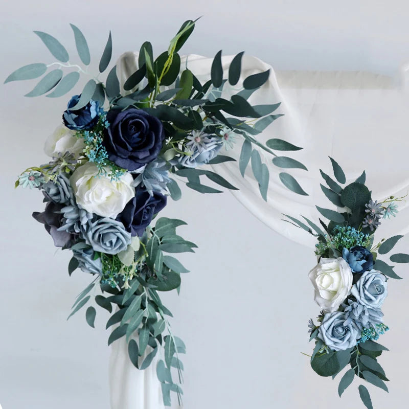 Blue Rose Wedding Backdrop Corner Flower Set