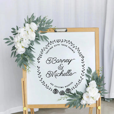 Large 2Pcs Artificial Flower Swag Floral Swag Garland Wedding Arch Flowers Kit for Sign Rustic Artificial Floral Swag Arch Decor
