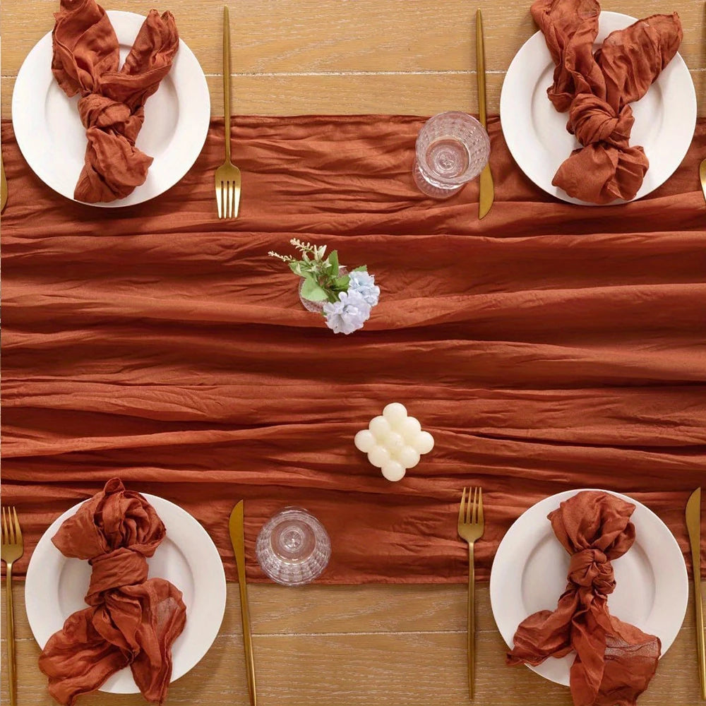 Soft Gauze Rustic Setting Table Runner and Napkin Set
