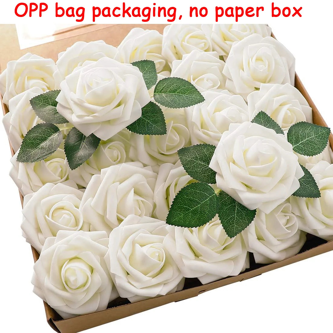 25pcs Artificial Flowers, Fake Flowers Roses W/stem For DIY Wedding Bo
